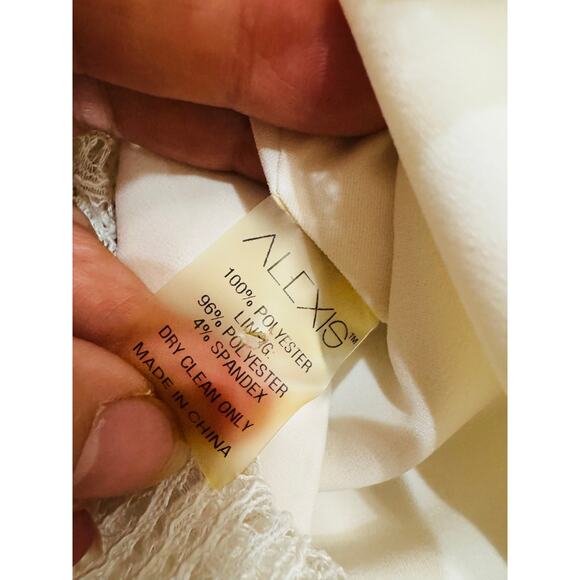 ALEXIS Guipure Lace PEARLY Ivory keyhole back Rizer Long Dress XS - Picture 12 of 16